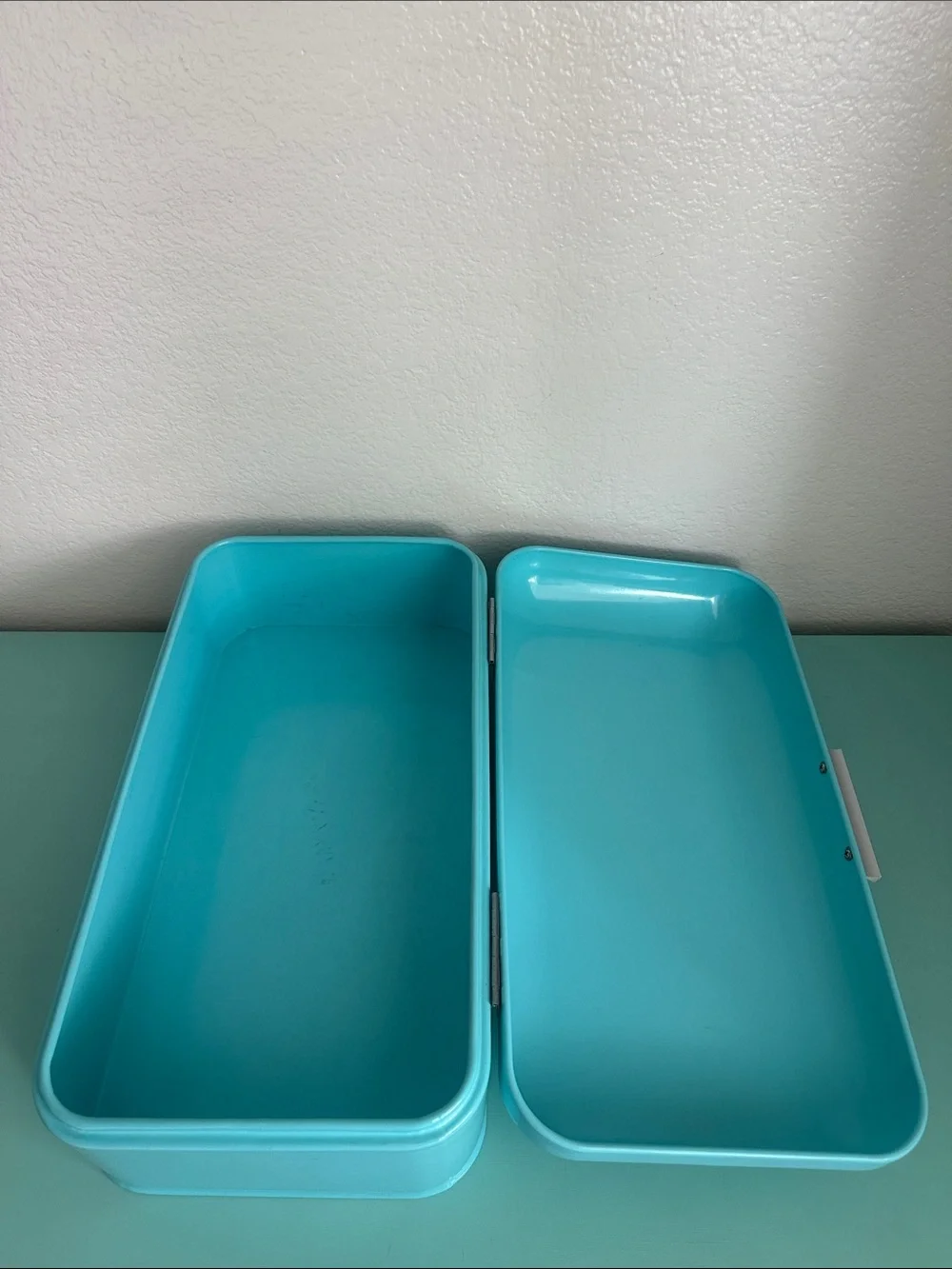 Home Basic-retro metal turquoise bread box storage for kitchen countertop-used